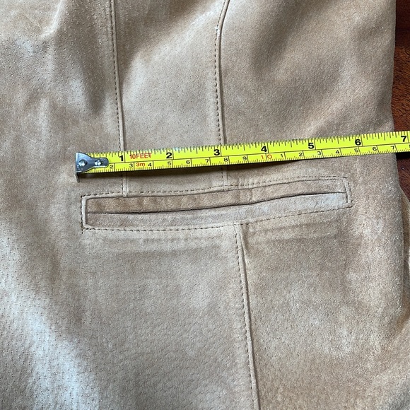 VINTAGE LARGE PRESTON & YORK GENUINE LEATHER SUEDE TAN/ GOLD DRESS JACKET - Picture 15 of 15